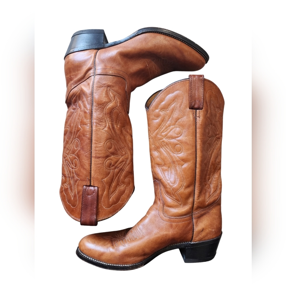 Men's ABILENE brown leather cowboy boots, size 10.5 D